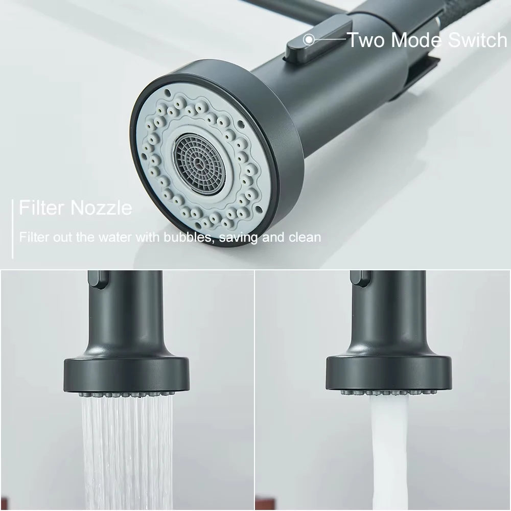 Kitchen Sink Faucet Single Handle 2ways Sprayer Spring Hot and Cold Water Tap Deck Mounted Bathroom Kitchen Crane
