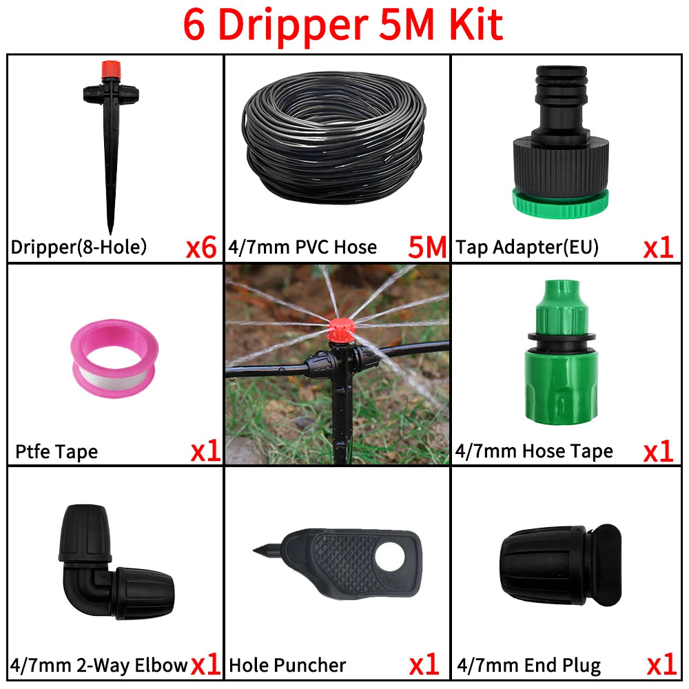 Garden Drip Irrigation 1 4 Inch Spike Sprinkler Automatic Watering System Kit for Bonsai Pot Plant Flower Vegetable Greenhouse