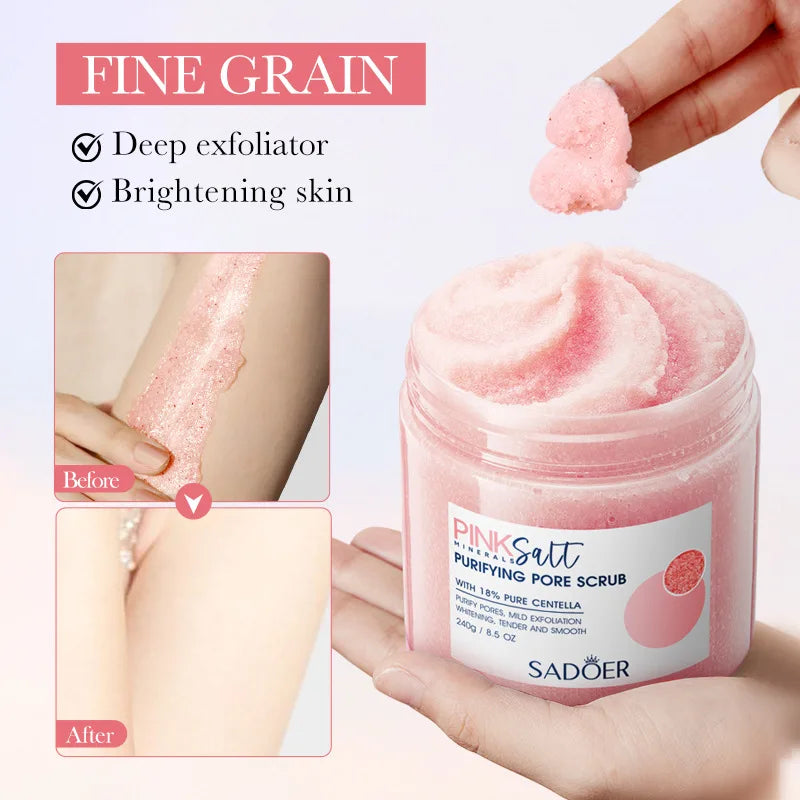 Himalayan Pink Salt Body Scrub – Natural Exfoliating Moisturizing Cream Scrubs Treatments Tidesmit