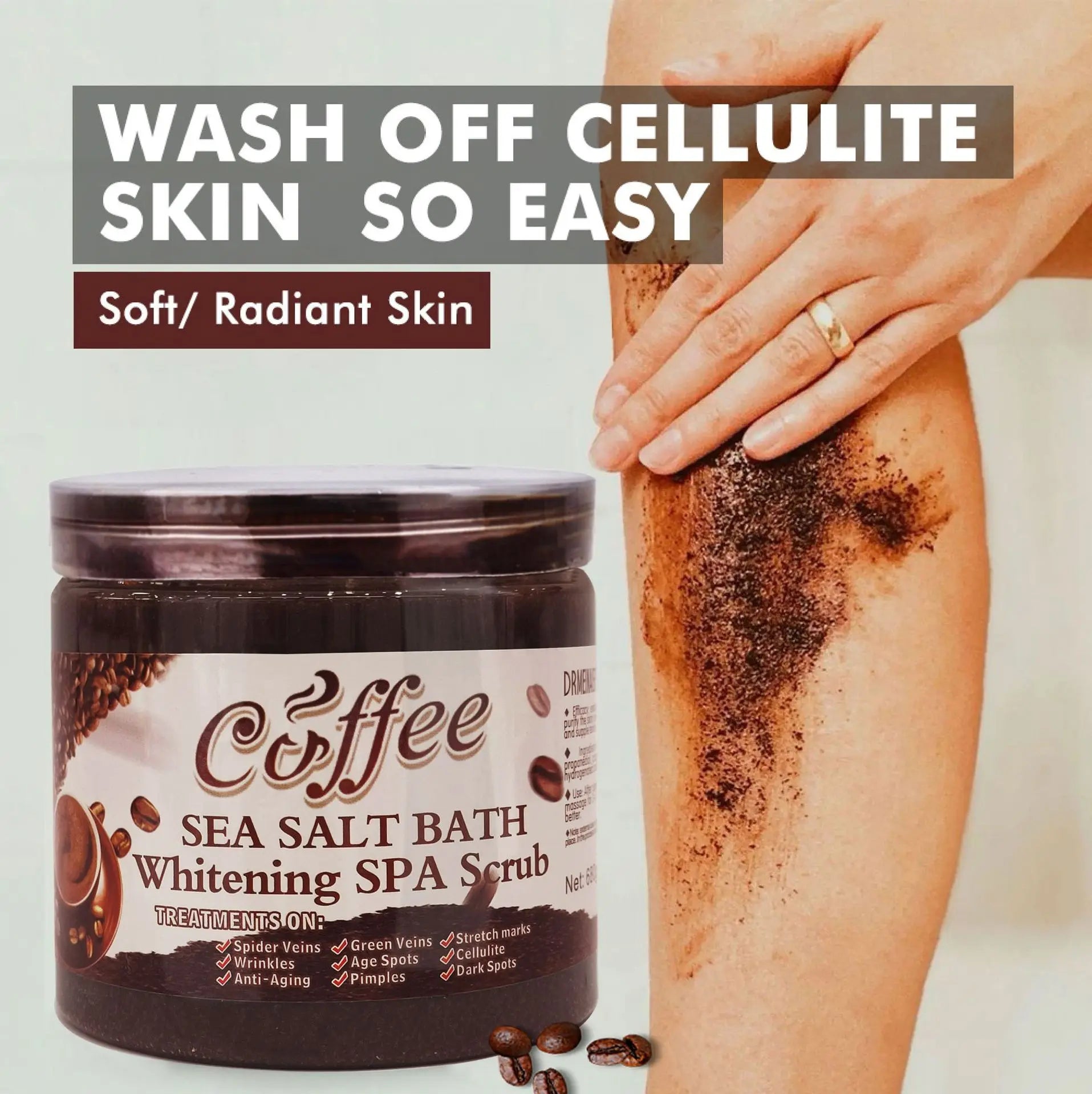 Coffee Body Scrub Exfoliating Salt Cream for Cellulite - 350g Scrubs Treatments Tidesmit