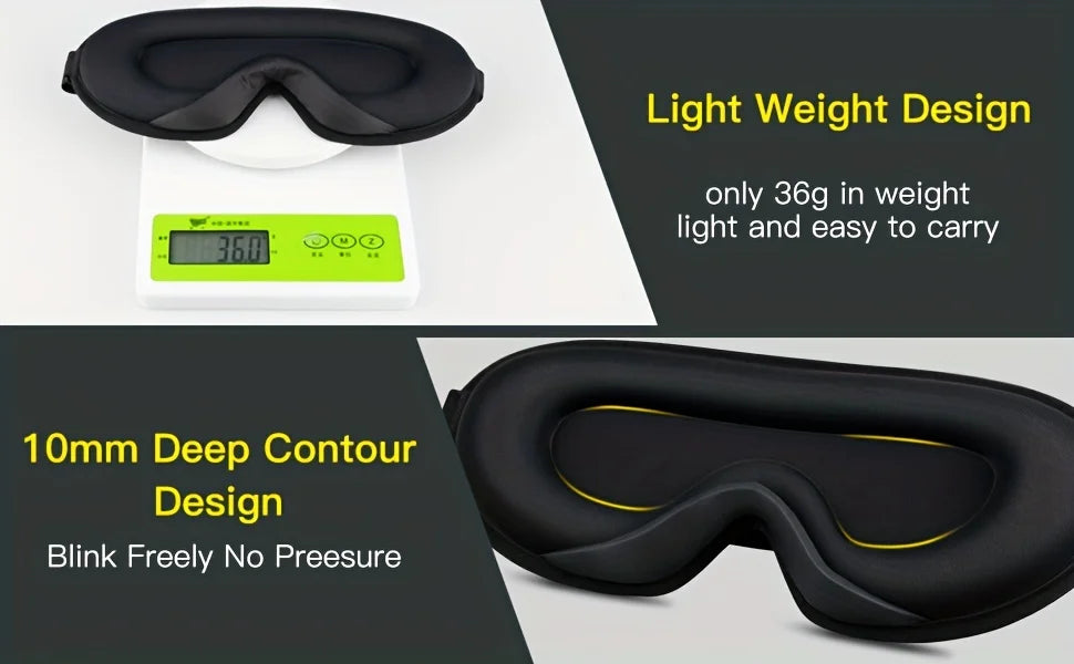 3D Sleep Mask for Men Women Soft Breathe Sleep Mask For Eyes,100% Blockout Light Eye Mask Travel Nap Rest Relax Sleeping