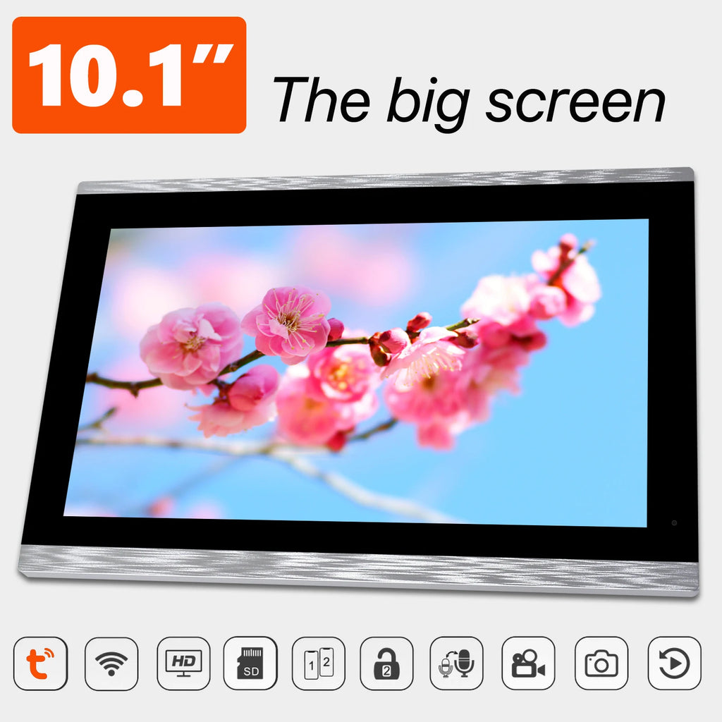 1080P 10.1 Inch Touch Screen Wifi Video Doorbell, Smart Home Video Intercom 32G Card Rceord Kit Works with Tuya ID Unlcok 4-Wire
