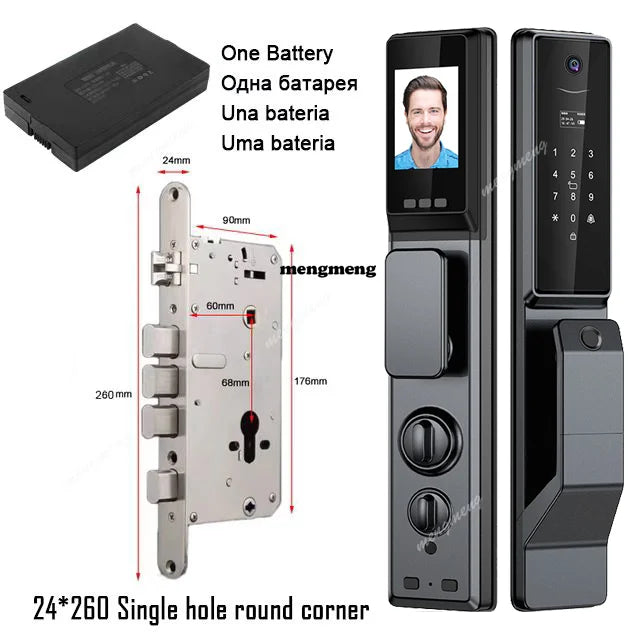Tuya APP Facial Fingerprint Password With Camera Smart Door Lock Remote Voice Intercom Electronic Door Lock Fully Automatic