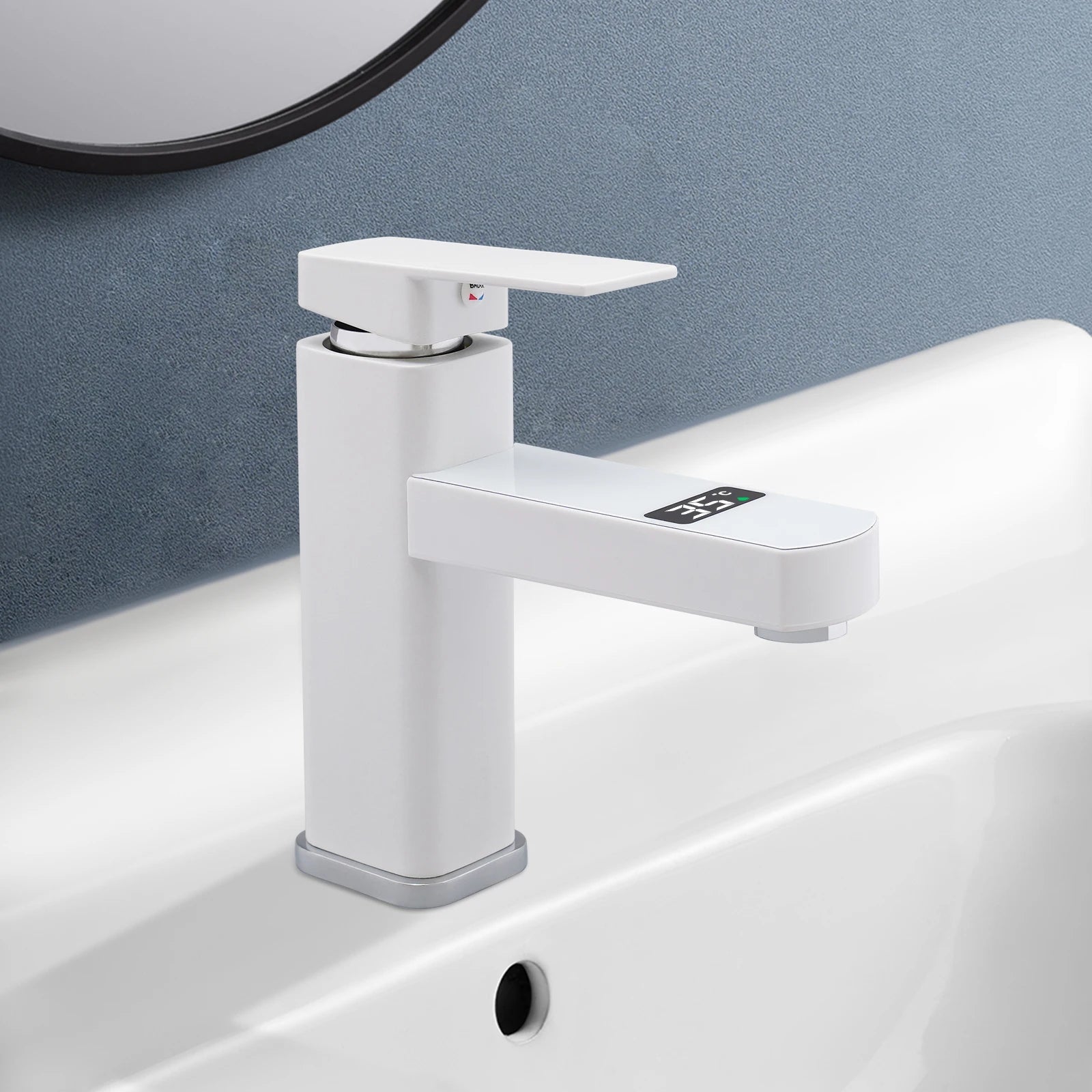 Modern Digital LED Waterfall Faucet with Hot and Cold Control Stainless Steel Kitchen Sink Mixer Tap with Aerator Deck Mounted