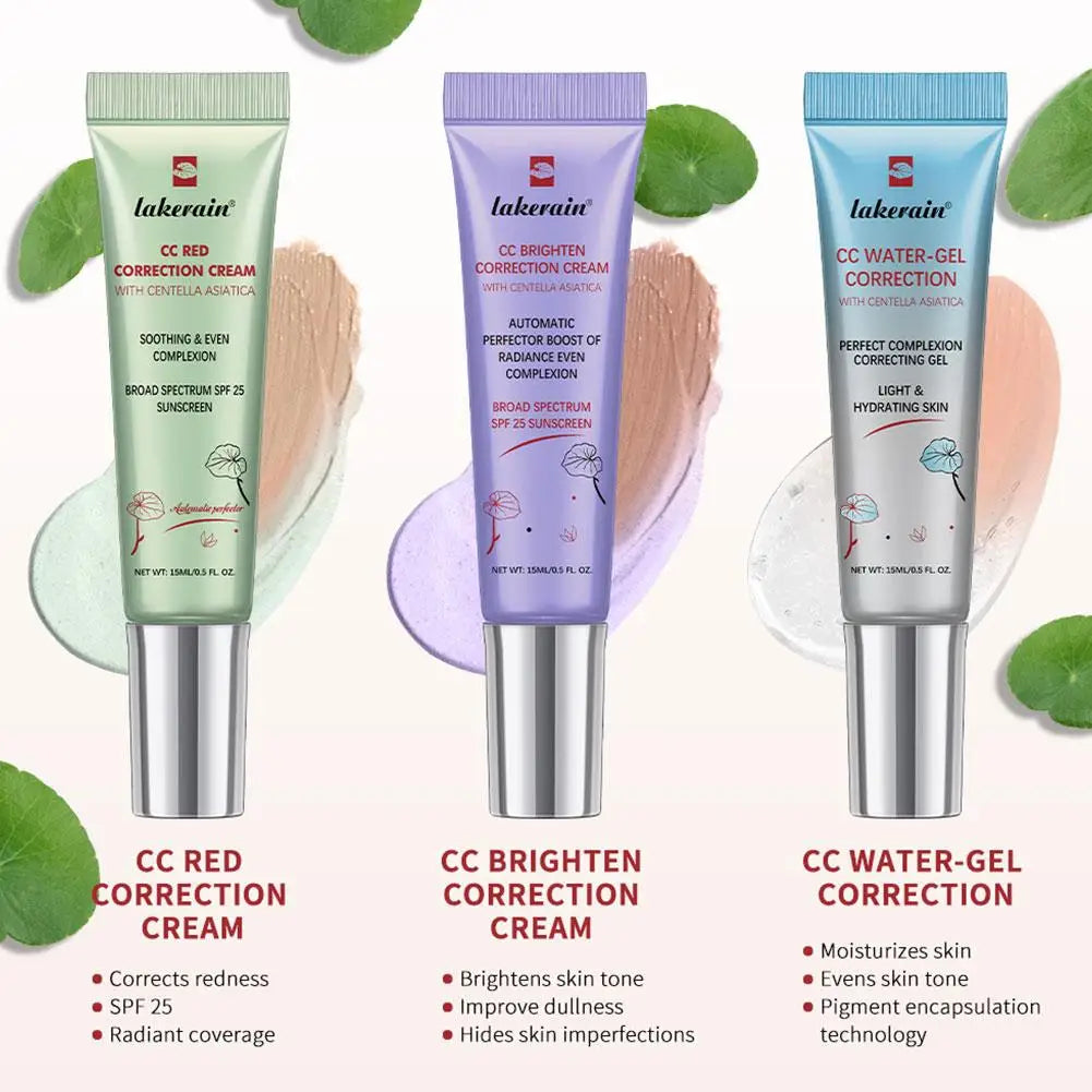 Tidesmit full coverage CC cream liquid foundation for redness correction in 3 waterproof shades for face makeup