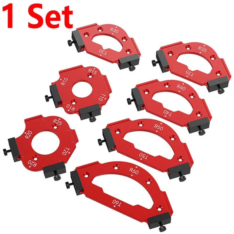 7Pcs RT10-RT60 Radius Jig, Woodworking Router Templates Arc Angle Positioning Template, Corner Radius, Reusable Positioning Tool