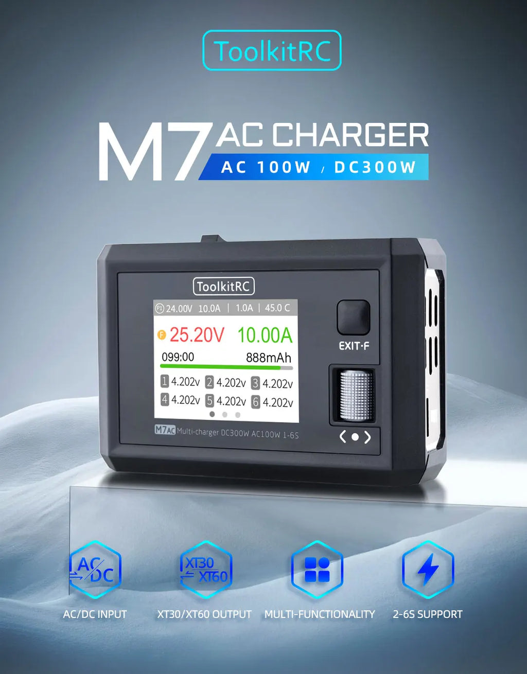 ToolkitRC M7AC Dual Smart Charger 300W for Camera and GPS Drones Tidesmit