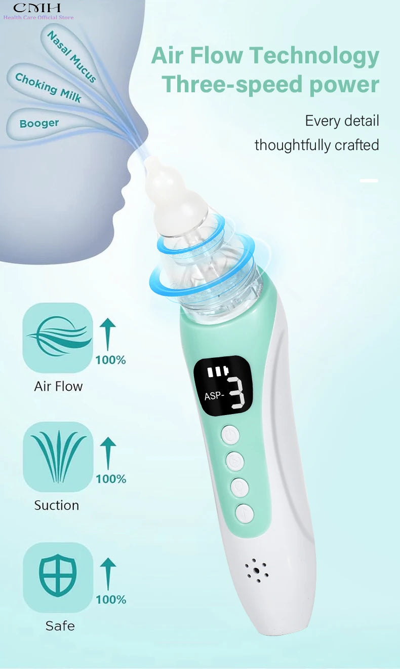 Tidesmit Electric Nasal Aspirator, USB Rechargeable, 3 Suction Modes Back Massage Instrument Tidesmit