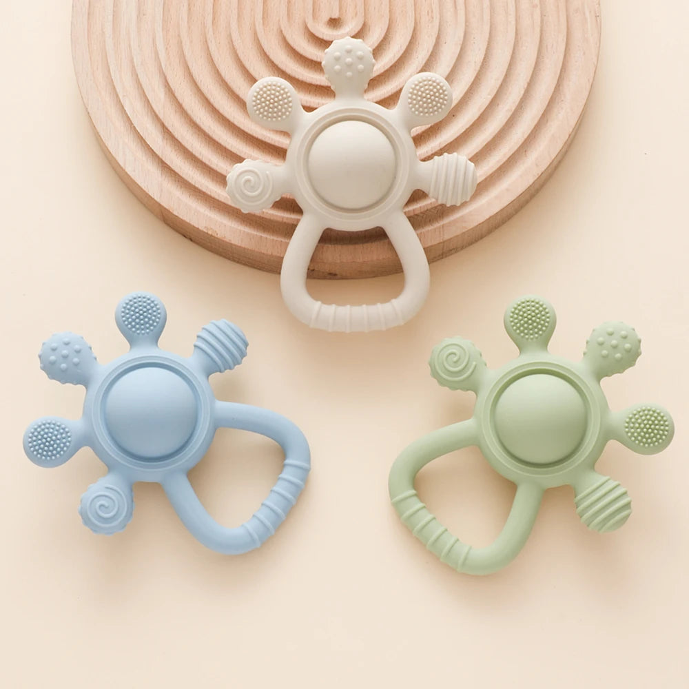 Baby BPA Free Silicone Teether Toy Rattle Silicone Teething for Teeth Newborn Accessories Food Grade Infant Soothing Nusing Toys