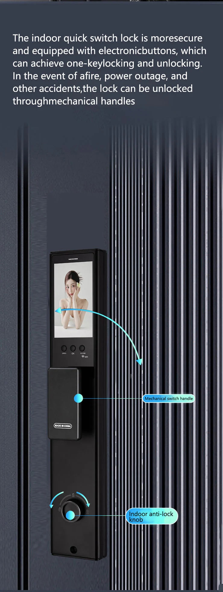 3D Face Recognition Smart Lock Camera Ble Biometric Fingerprint Security Automatic Functionality For Wood Home