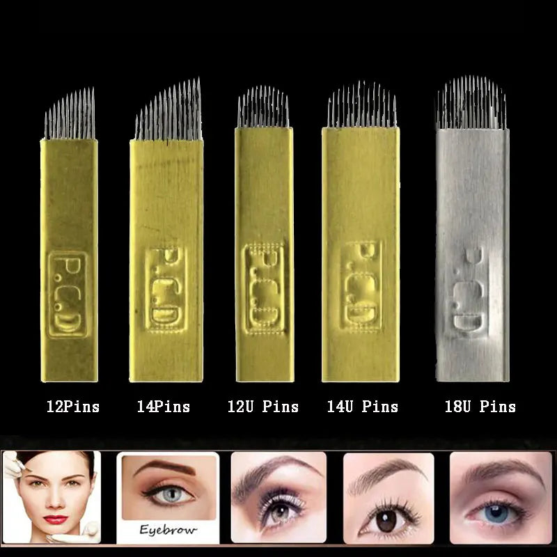 Microblading Blades 100pcs PCD Needle Set for Professional PMU Artists Permanent Makeup Machines Tidesmit