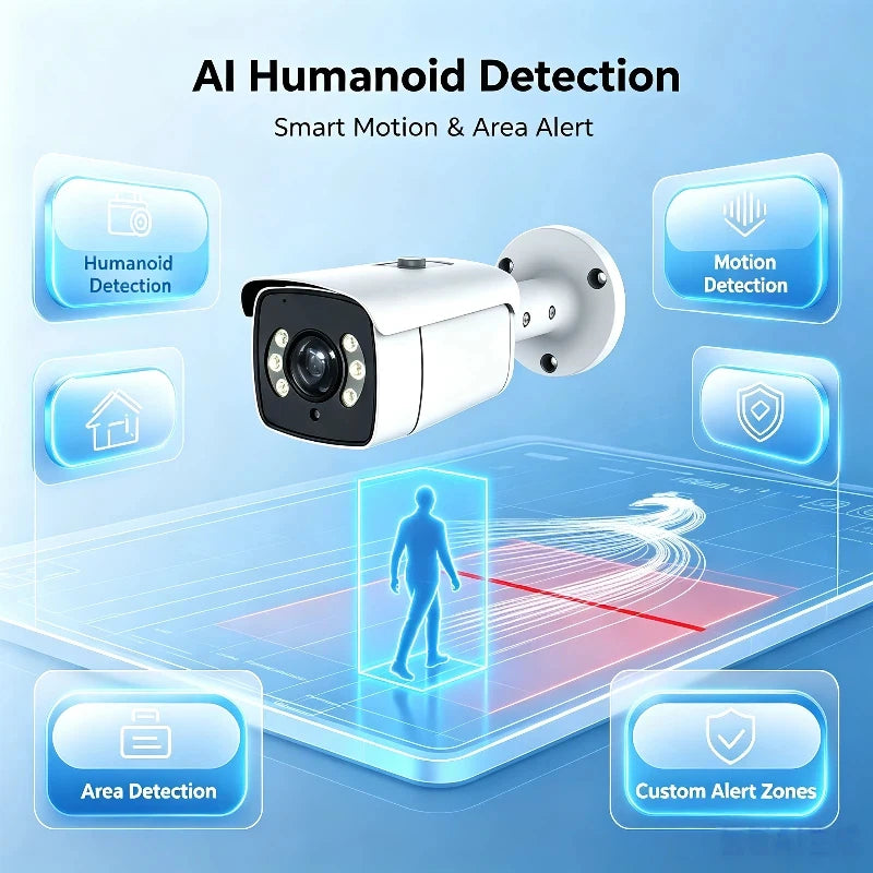Psennikow Dual Light POE Metal Bullet IP Smart Camera Waterproof Outdoor Full Color Night Vision AI Human Audio Security Camera