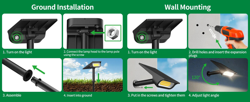 Intelamp Solar Spotlights 4000Mah 3 Color Modes Outdoor Solar Light Garden Lights for Landscape Pathway Yard Patio Garage Driveway Tree