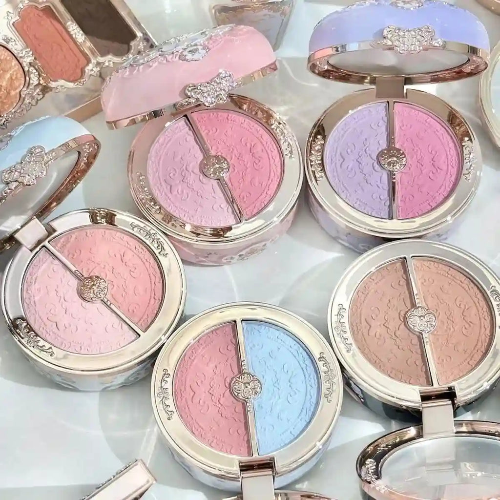 Tidesmit Flower Knows Strawberry Rococo embossed blush powder texture close-up for smooth long-lasting face makeup