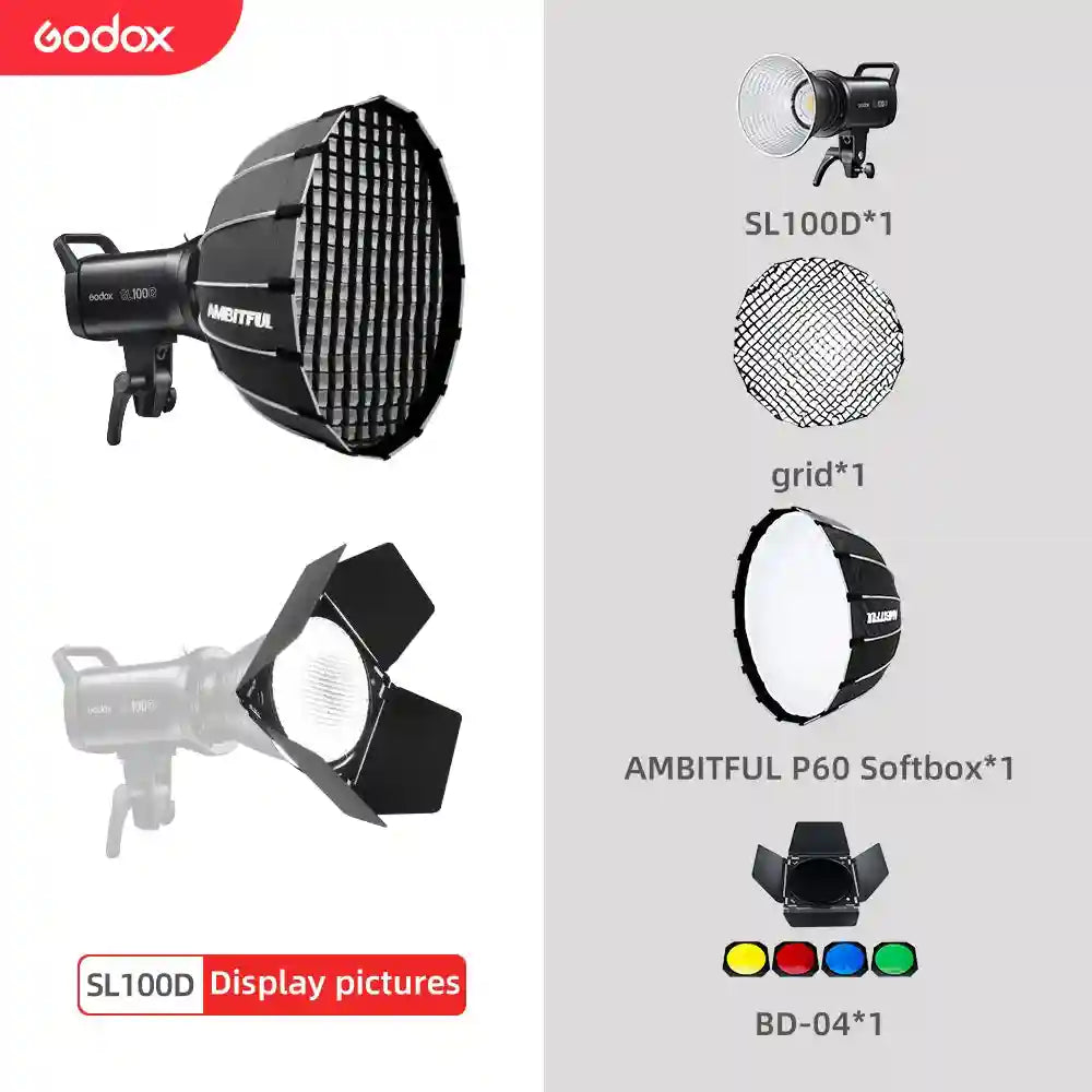 Godox SL100D LED Video Light 100W 5600K Bowens Mount Studio Kit SL100DKit 11 Tidesmit