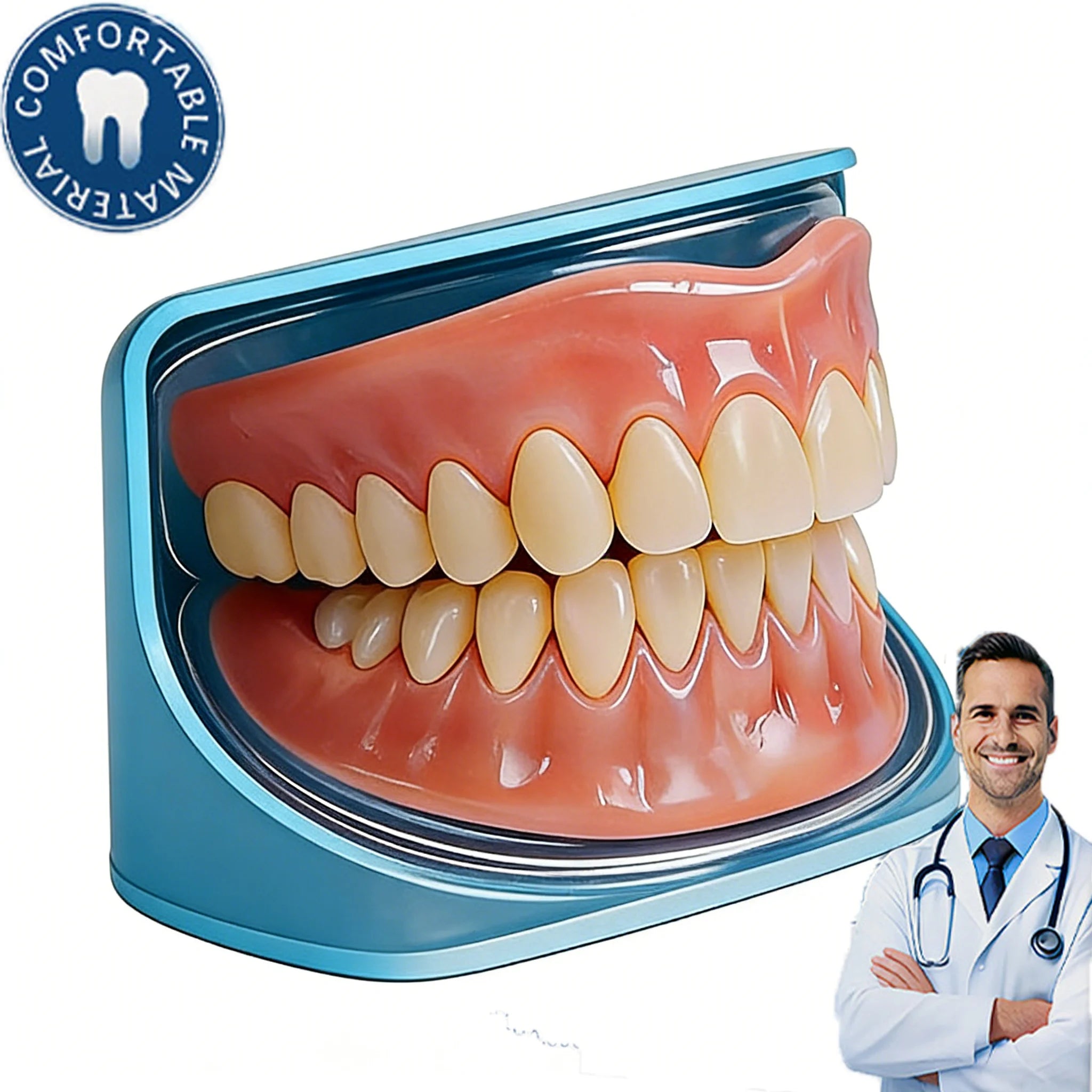 Silicone Dentures False Teeth Full Set Soft Safety Easy to Use Perfect Fit Oral Improve Tooth Loss Broken Temporary Improve