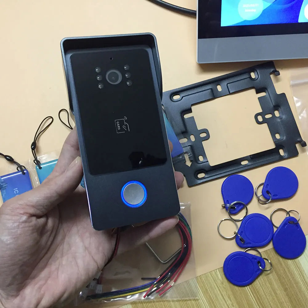 New Tuya Smart 2-wired Doorbell Wifi Video Intercom System with APP Remote IC Card Unlock 1080P 7inch Touch Screen