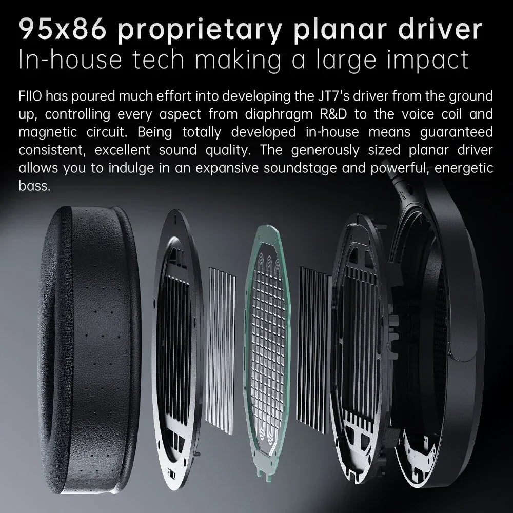 Planar Magnetic Open Back Headphones | JT7 Black | Tidesmit Tidesmit