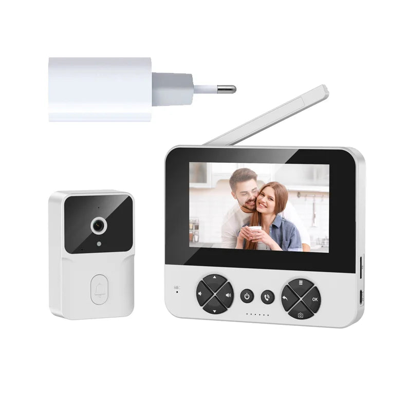 Wireless video doorbell, 4.3 "IPS display 720P high definition intelligent intercom, 2.4G wireless two-way call, night vision