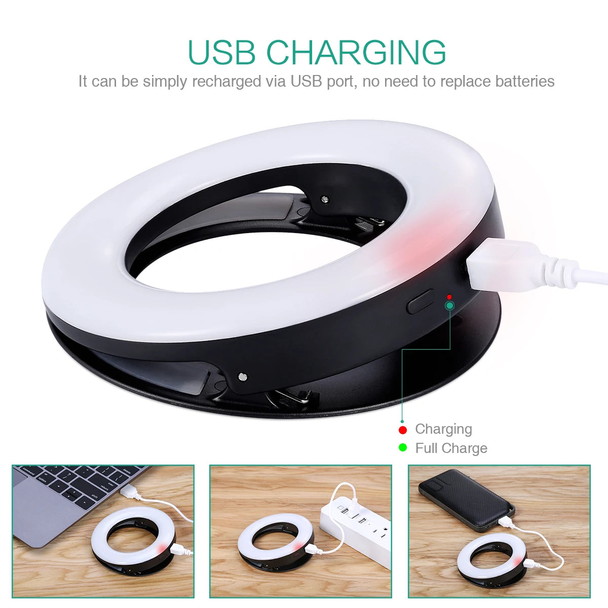 Selfie Ring Light Rechargeable LED for Phone & Laptop | Tidesmit Tidesmit