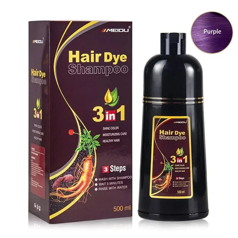 Black Hair Dye Shampoo 3 In 1 Quick Instant Coloring Shampoo Gray White Cover Natural Plant Fast Dye Long Lasting Dye Shampoo
