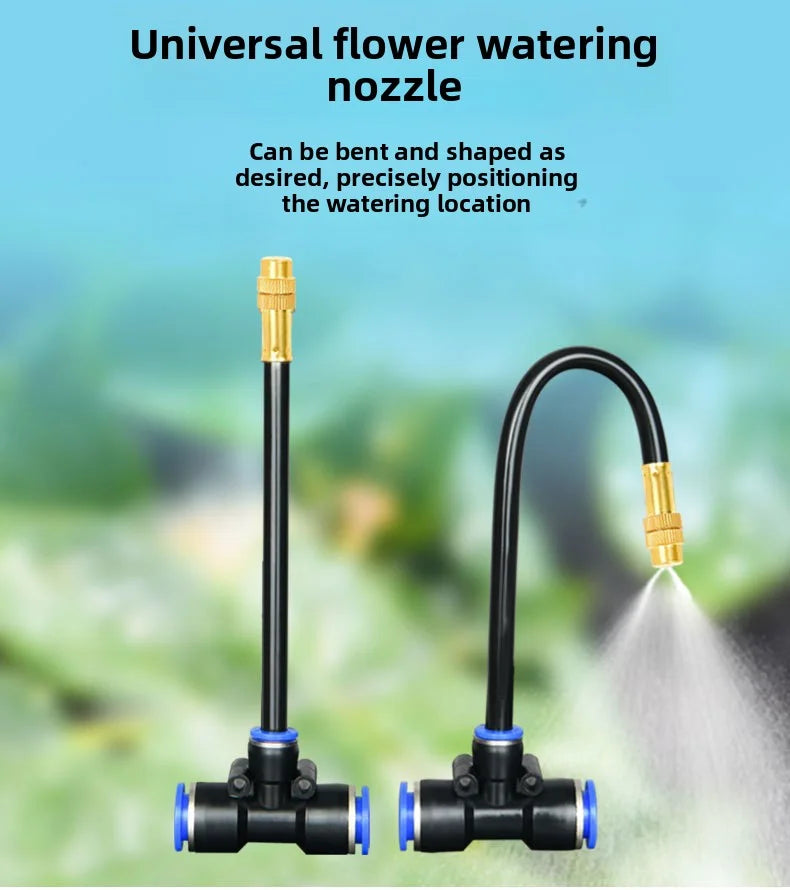 8mm PE Pipe Universal Automatic Irrigation Sprinkler Kit Rotating Copper Nozzle Watering Irrigation Patio Misting Cooling System