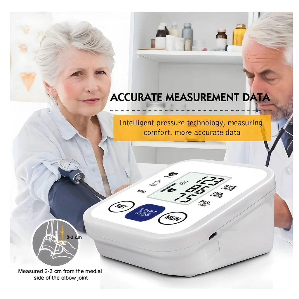 Medical Blood Pressure Tensiometer LED Display Digital BP Heart Rate Meter Arm cuff Blood Pressure Monitor BP Pulse Rate Meter