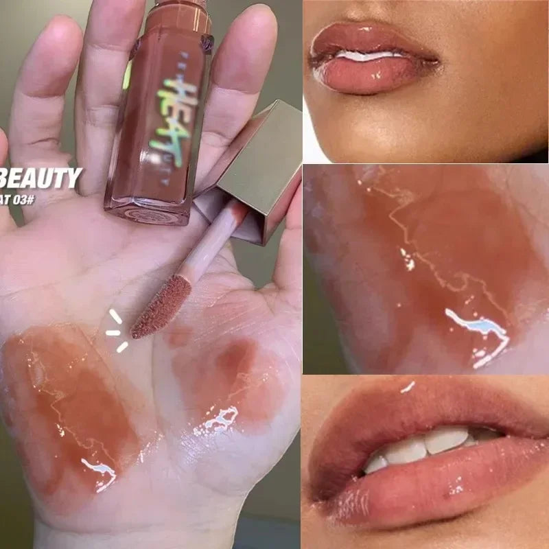 Tidesmit transparent glitter lip plumper and moisturizing liquid lipstick makeup texture detail
