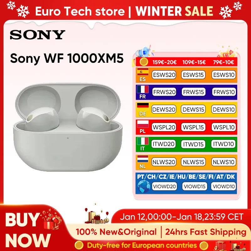 Sony WF-1000XM5 Wireless Headphones with Industry-Leading Noise Cancellation Tidesmit