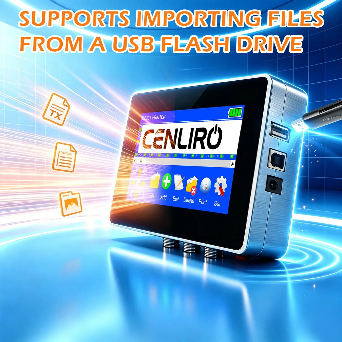 Cenliro CL3200 12.7/25.4mm Industrial Online Inkjet Printer with 4.3'' Screen for QR Barcode Batch Number Logo Date Coding