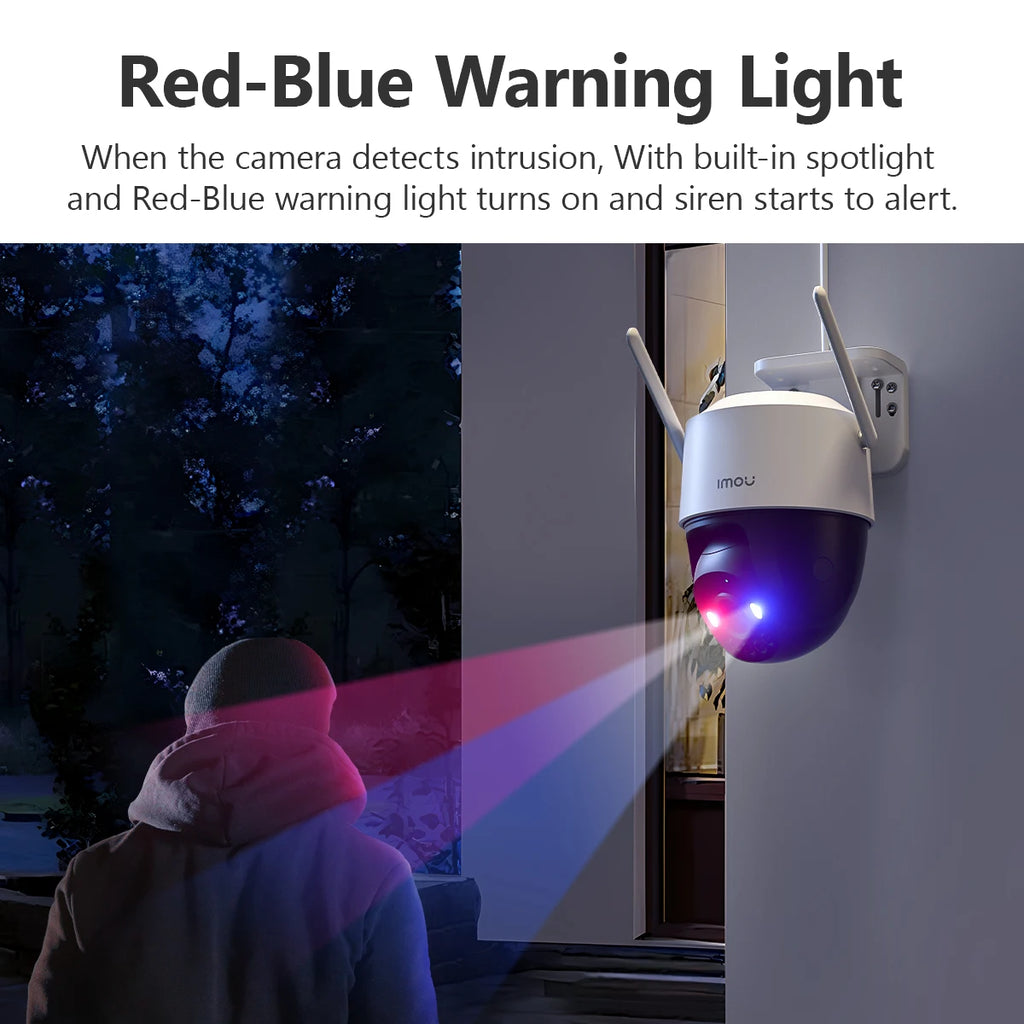 IMOU Cruiser SC 3MP WiFi Camera Red-Blue Warning Lights Outdoor Security Camera Full-Color Night Vision AI Human Detection IP66