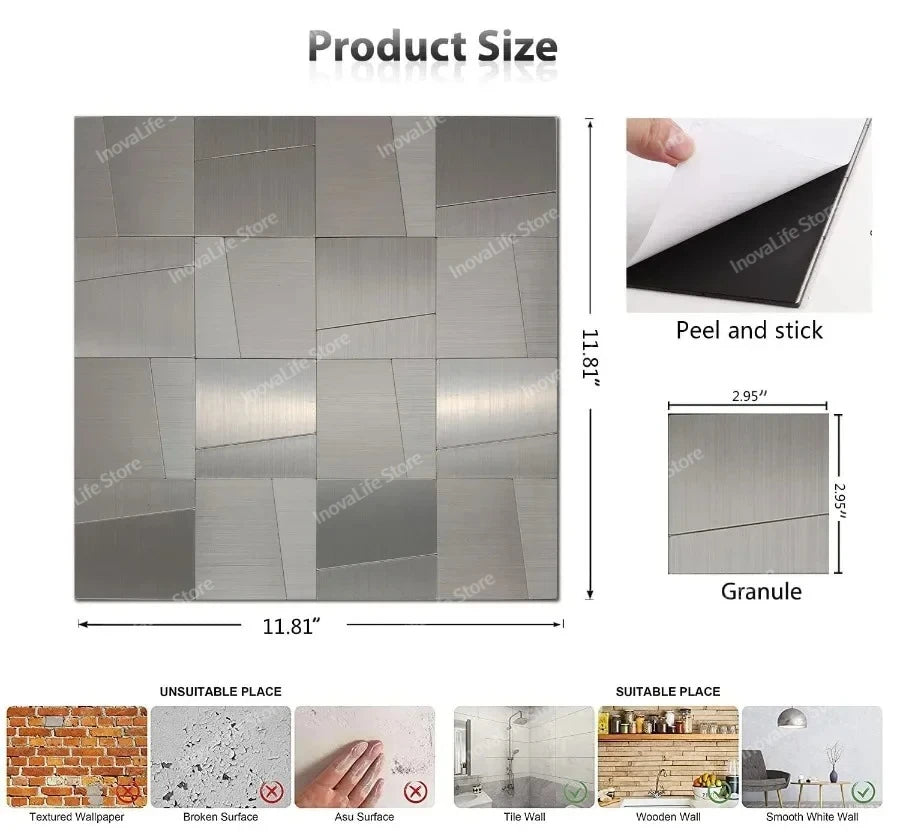 1pcs 30x30cm Waterproof 3d Wall Panels Mosaic Wall Tile Peel and Stick Self Adhesive Kitchen Bath Tile Fireproof Wall Stickers