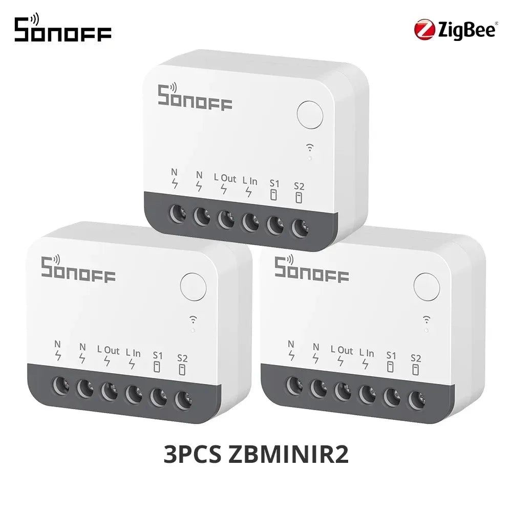 Zigbee Smart Switch ZBMINIR2 - Compact 2-Way Smart Home Automation Module 3PCS ZBMINIR2 Tidesmit