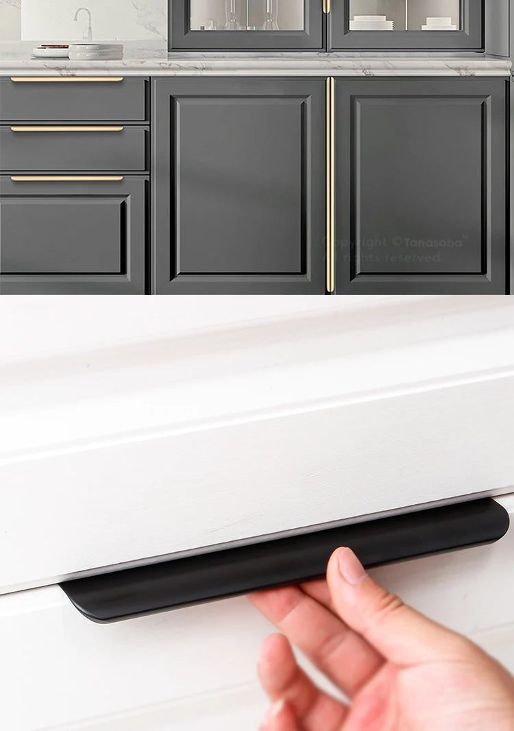 Aluminum Alloy Handles Invisible Furniture Pulls Cabinet Drawer Knobs Wardrobe Door Handles Hidden Hardware Accessories