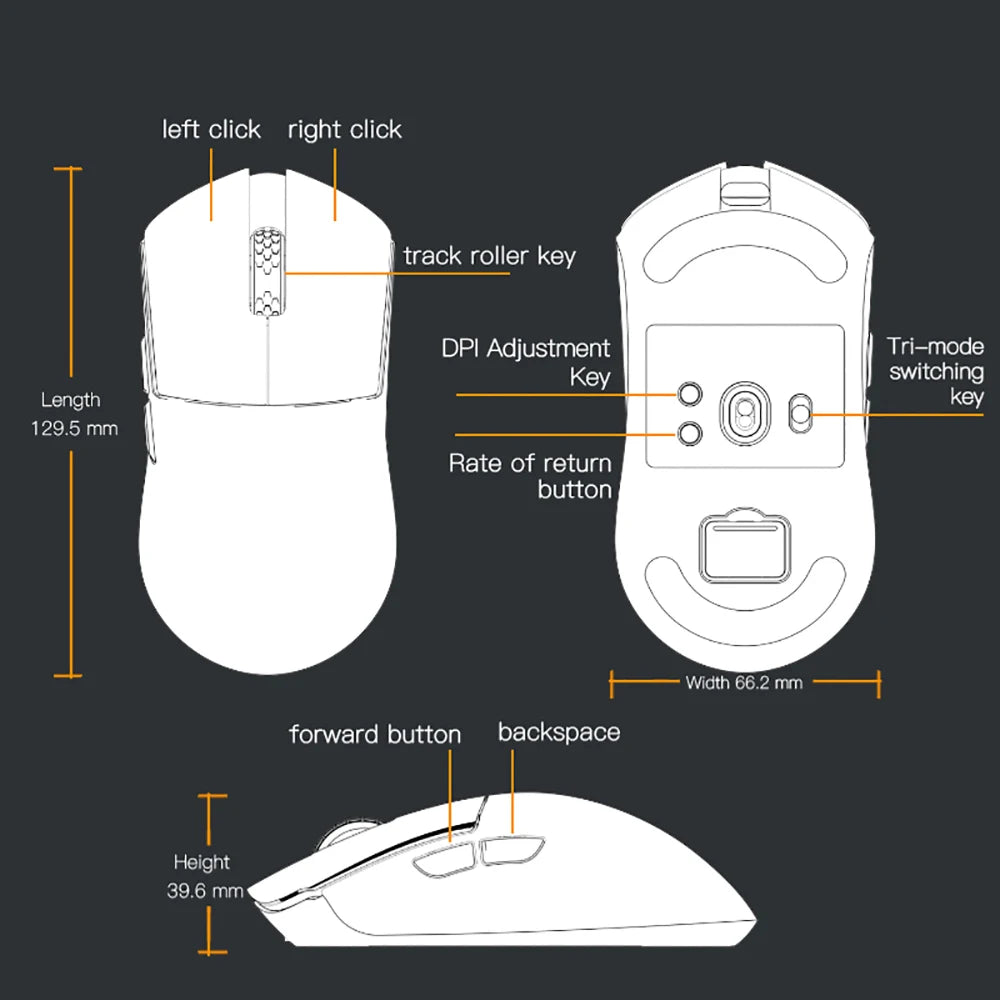 Darmoshark  M3 Pro /Max Wireless Gaming Mouse Bluetooth Tri-Mode PAW3395/3950 Nordic 52840 Game Macro Mouse For PC Laptop