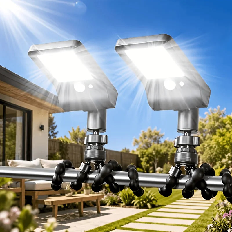 2pcs IP65 Solar Octopus Lights. Bendable Brackets Fit Any Spot, Solar Powered Pool Lights, 196 LEDs with Motion Sensor Auto-on. Drill-free Installation, Great for Yard Lighting