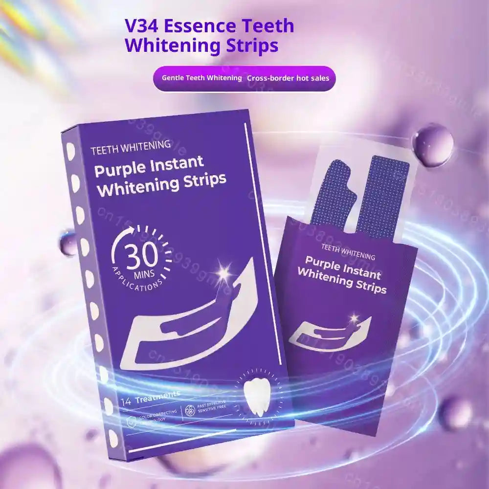 Tidesmit purple teeth whitening strips for sensitive teeth color correction and instant at-home whitening