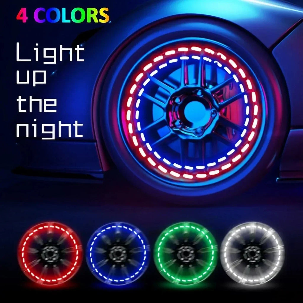 Solar LED Valve Cap Lights - RGB Waterproof Rim Decor for Wheels Tidesmit