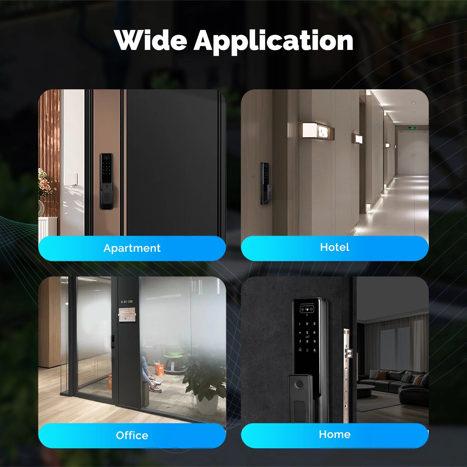 MOES Tuya WiFi Smart Door Lock Facial Palm Vein Recognition Remote Fingerprint Password IC Card Unlock Indoor Battery Powered