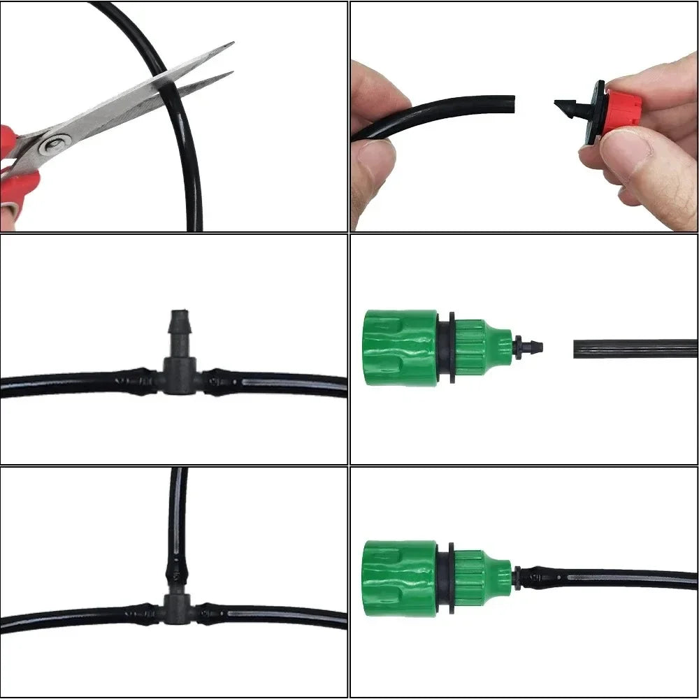 Adjustable Dripper Micro Nozzle Drip Irrigation Accessories PVC Hose DIY Garden Watering System Kit