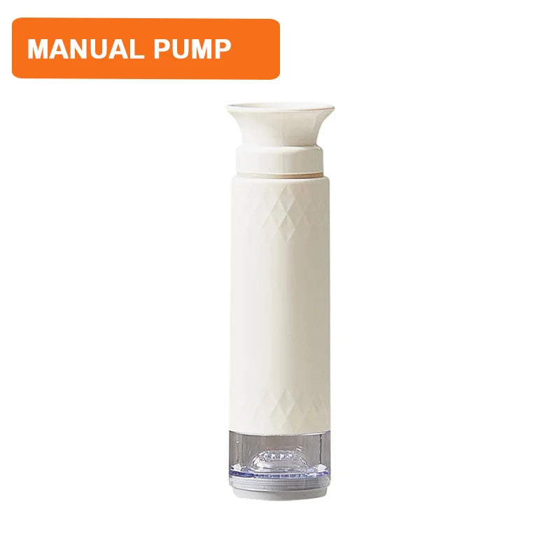 Manual vacuum pump, white cylindrical top for vacuum seal storage containers