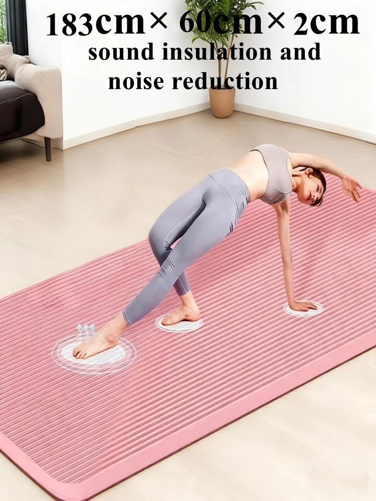 183x60cm Fitness 20mm Thick Workout Yoga Mat Indoor Pilates Noise Reduction Yoga Mat Moisture-proof Non-Slip Durable Exercise