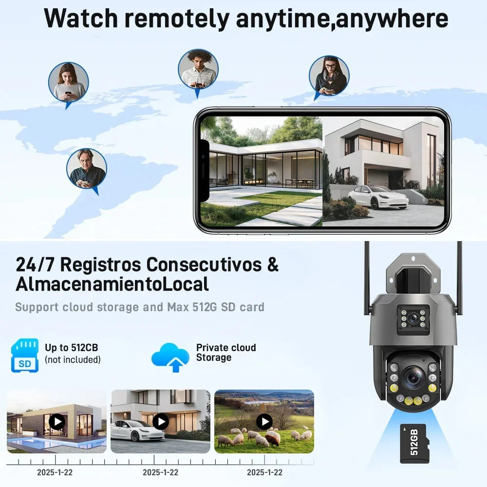 PEGATISAN WIFI 4K 8MP Dual Lens 20/50X Zoom Display PTZ Outdoor Surveillance Camera 393ft Ultra Long IR Vision ONVIF ICSEE APP