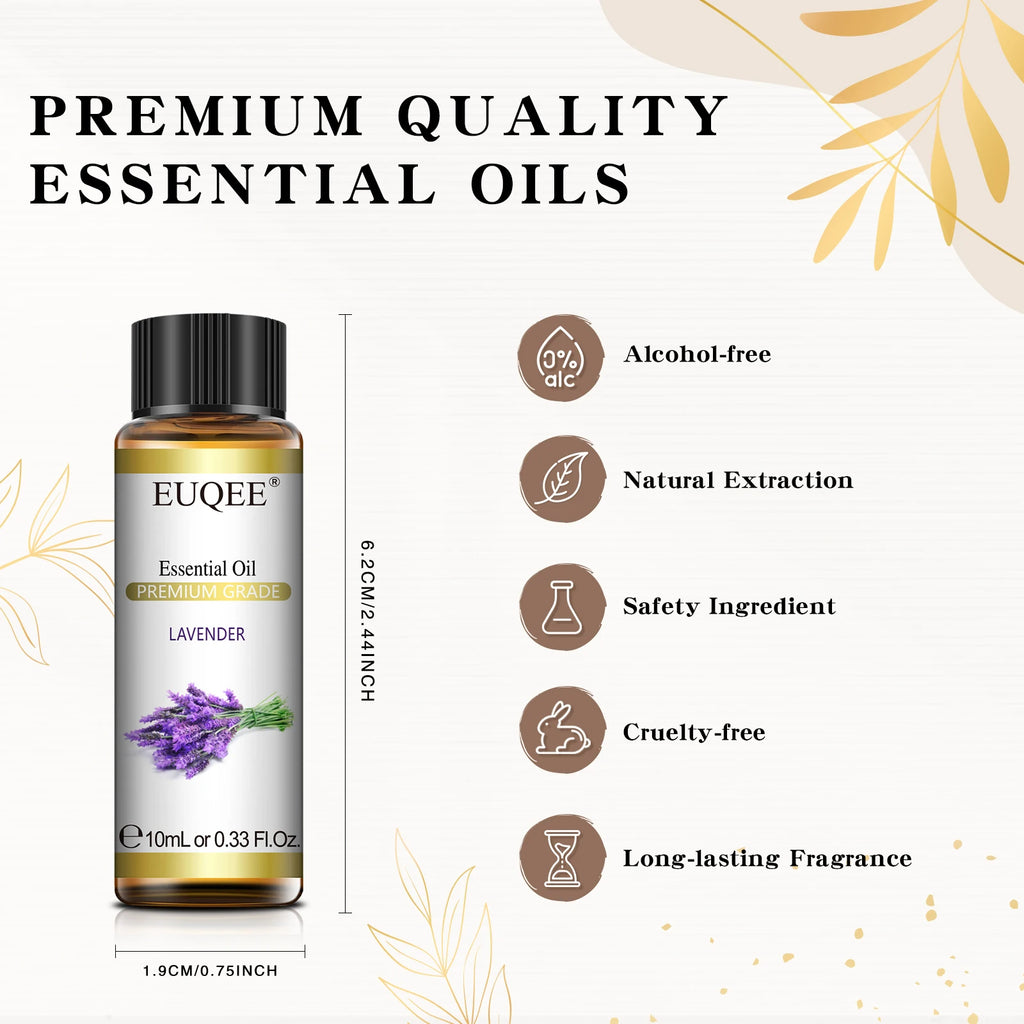 EUQEE Fragrance Essential Oil 10ml Floral Series Lavender Manuka Vanilla Rose Ylang Ylang Jasmine Geranium Chamomile Neroli Oil