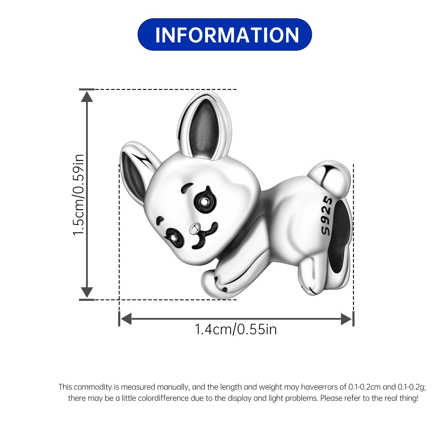 925 sterling silver dog charm for DIY charm bracelets, 1.5cm pet pendant, cute trendy jewelry gift for dog lovers.