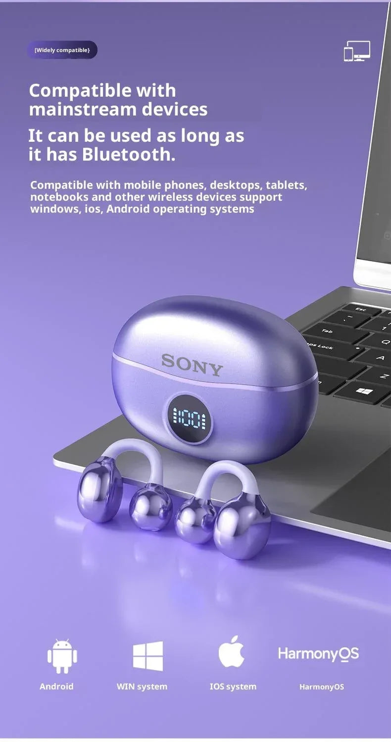 Original SONY Ear clip OWS Wireless Bluetooth Ear Clip Headphones sports Gaming Headset HIFI Surround Sound Earbuds With Mic Tidesmit