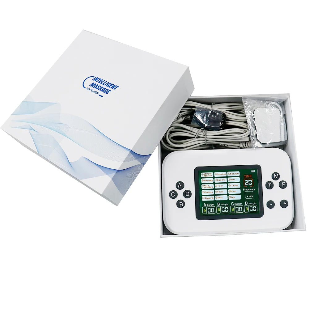 TENS EMS Muscle Stimulator with 30 Intensity Levels and 8 Pads Relaxation Treatment Tidesmit