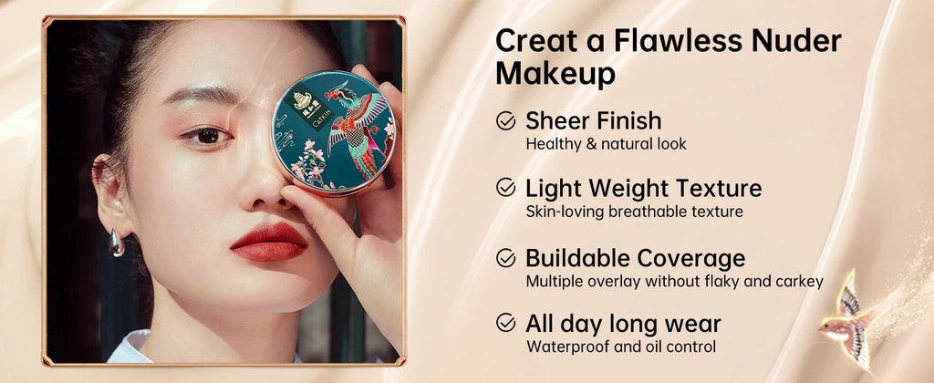 Catkin Phoenix Satin Cushion Foundation - Full Coverage Light Beige Massage Cushion Tidesmit