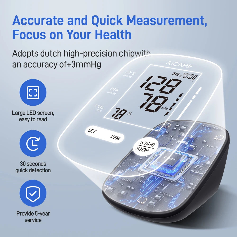 Aicare Digital Blood Pressure Monitor Medical Upper Arm Sphygmomanometer Automatic Tensiometer‌ Blood Pressure Meter 2 Users