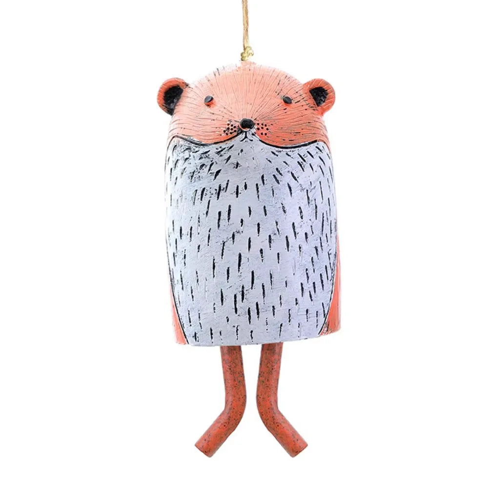 Cute fox resin wind chime, rustic garden pendant for outdoor decor, adds a whimsical touch to any pet lover's garden.